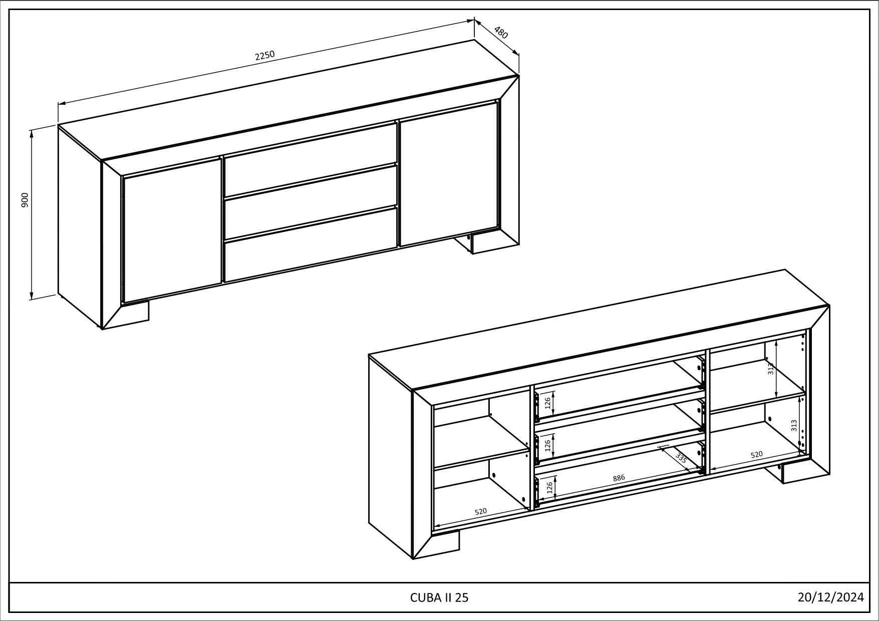 Aparador Cuba II Medidas